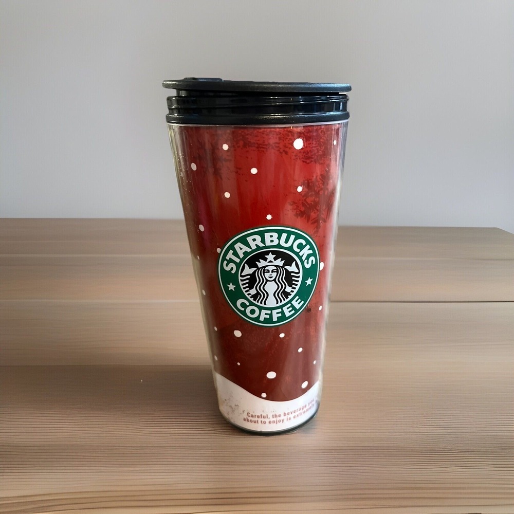 STARBUCKS Christmas Tumbler Mug Cup Coffee Tea Holiday Red 16 Oz.